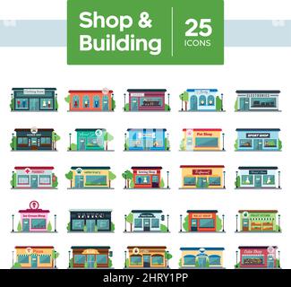 Satz von verschiedenen Shop-Building-Symbole Vektor Stock Vektor