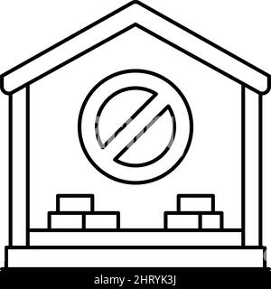 Innenhaus Abriss Linie Symbol Vektor Illustration Stock Vektor