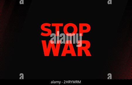 Stop war rote Symbole auf schwarzem Hintergrund mit rotem Halbton Stock Vektor