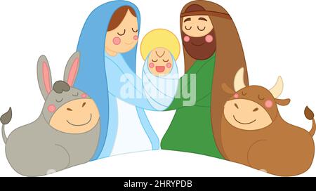 Weihnachtskrippe Weihnachten Weihnachtszeit Jungfrau Maria Joseph Baby Jesus Vektor Stock Vektor