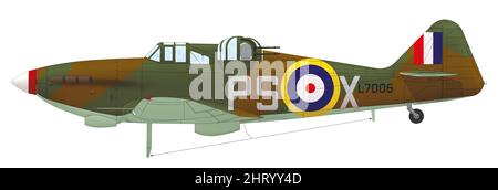 Boulton Paul Defiant Mk I (L7006, PS-X) geflogen von Edward Thorn und Frederick Barker von der RAF-Staffel 264., August 1940 Stockfoto