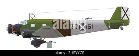 Junkers Ju 52/3m (22○61) der 2a Escuadrilla (2. Flug) der Escuadra B (Staffel B) der Spanish National Aviation, Herbst 1936 Stockfoto