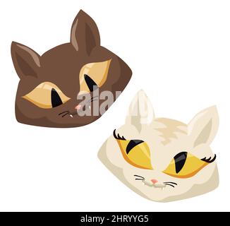 Niedliche Katzen, die sich verliebt sehen. Design im Cartoon-Stil, isoliert auf weißem Hintergrund. Stock Vektor
