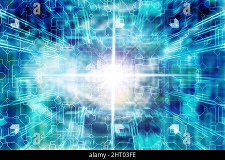 Quantencomputing und Qubits-Konzept Stockfoto