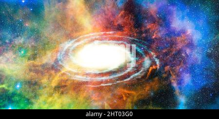 Illustration des Weltraums mit einer Galaxie Stockfoto