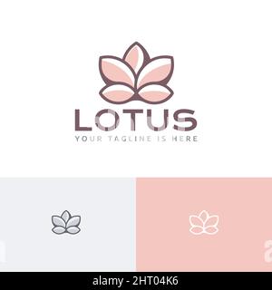 Elegantes, Abstraktes Logo Mit Blumenblüte Und Lotus-Blume Für Schönheit Stock Vektor