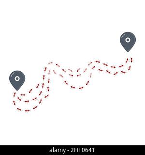 Verfolgung der Ameisenbewegung, konzeptionelle Illustration Stockfoto