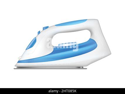 Weiße und blaue Eisen Seitenansicht realistische Vektordarstellung Stock Vektor