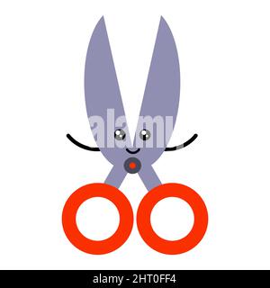 Nette Cartoon kawaii Schere, Vektor isoliert auf weißem Hintergrund. Stock Vektor