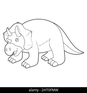 Malbuch für Kinder, Triceratops Dinosaurier. Vektor auf weißem Hintergrund isoliert Stock Vektor