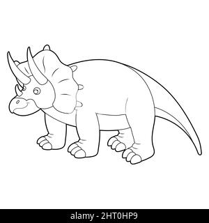 Malbuch für Kinder, Triceratops Dinosaurier. Vektor auf weißem Hintergrund isoliert Stock Vektor