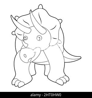 Malbuch für Kinder, Triceratops Dinosaurier. Vektor auf weißem Hintergrund isoliert Stock Vektor
