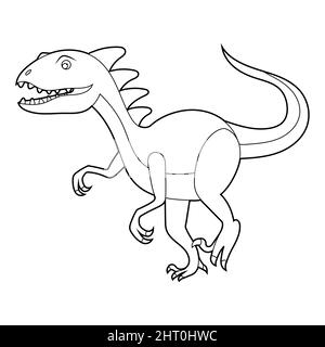 Malbuch für Kinder, niedlich Cartoon Dinosaurier. Vektor auf weißem Hintergrund isoliert Stock Vektor