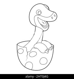 Malbuch für Kinder, Dinosaurier-Kind brontosaurus in einem Ei. Vektor auf weißem Hintergrund isoliert. Stock Vektor