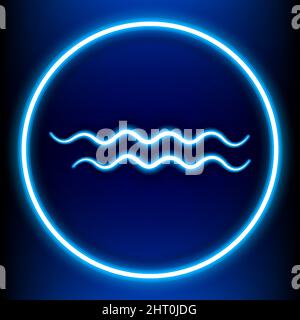 Wassermann ist eines der 12 Tierkreiszeichen und wird in einem blauen Neon-Stil dargestellt. Kann verwendet werden, um den Hintergrund oder Publikationen in einer Vielzahl zu verschönern Stock Vektor