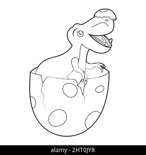 Malbuch für Kinder, Dinosaurier Baby Tyrannosaurus in einem Ei. Vektor auf weißem Hintergrund isoliert. Stock Vektor