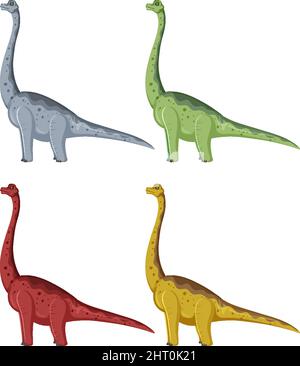 Ein Satz von Brachiosaurus-Dinosauriern auf weißem Hintergrund Stock Vektor