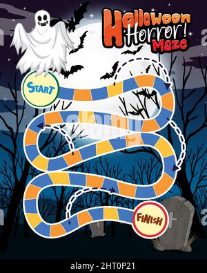 Schlange und Leitern Spiel Vorlage in Halloween Thema Illustration Stock Vektor