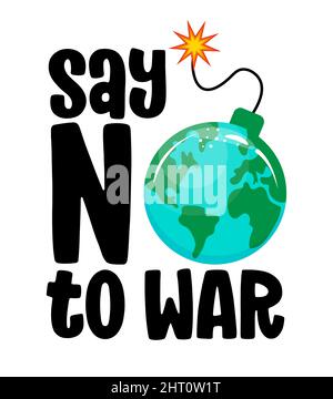 Sagen Sie Nein zum Krieg - russischer und ukrainischer Konflikt. Stock Vektor