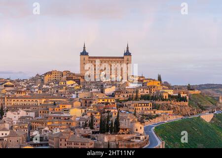 Stadtbild von Toledo mit Gebäuden und Kathedralen in Castilla-La Mancha, Spanien Stockfoto