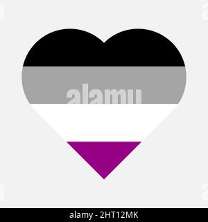 Vektor-Symbol für asexuelles Flag-Herz auf weißem Hintergrund Stock Vektor