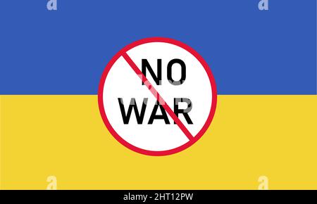 Kein Kriegsrundschild auf der Karte der Ukraine. Vektorgrafik Stock Vektor