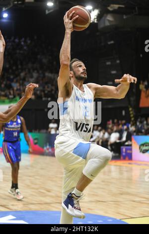 Marcos Delía (Argentinien) gegen Venezuela. FIBA World Cup Qualifiers 2022 Stockfoto