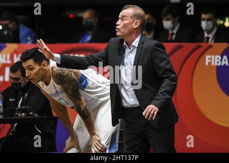 Cheftrainer Néstor Garcìa und Carlos Delfino (Argentinien) gegen Venezuela. FIBA World Cup Qualifiers 2022 Stockfoto