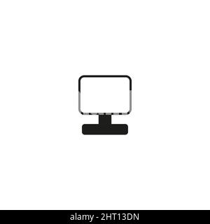 Monitor-PC, Icon-Computer-Bildschirm flach mit Schatten auf weißem Hintergrund, stilvolle Vektor-Illustration für Web-Design Stock Vektor