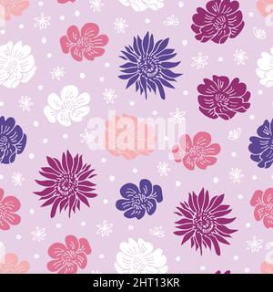 Blumen Doodle Hand gezeichnet Muster, Vektor floral nahtlose Hintergrund Stock Vektor