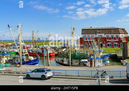 Ostersiel Hafen bei Pellworm, einer Insel in Nordfriesland, Deutschland Stockfoto