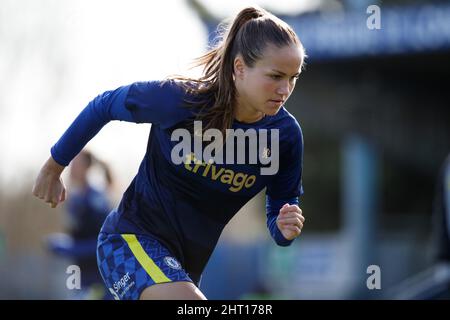 London, Großbritannien. 26.. Februar 2022. London, England, Februar 26. 2 Guro Reiten (11 Chelsea) vor dem Vitality Womens FA Cup-Spiel zwischen Chelsea und Leicester City auf der Kingsmeadow in London, England. Liam Asman/SPP Credit: SPP Sport Press Photo. /Alamy Live News Stockfoto