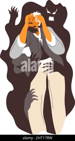 Schizophrenie psychische Störung, erschreckt Mann Stock Vektor