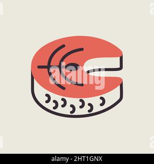 Steak aus rotem Fischlachs Ikone. Tierschild am Bauernhof. Graph Symbol für Ihre Website-Design, Logo, App, UI. Vektorgrafik Stock Vektor