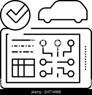 Test Computer elektronische System Auto Linie Symbol Vektor Illustration Stock Vektor