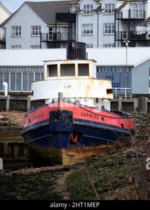 Das historische Schlepper Garnock liegt auf dem Fluss Irvine, Irvine, North Ayrshire, Schottland, Großbritannien Stockfoto