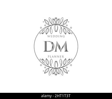 DM Initials Letter Hochzeitslogos Kollektion, handgezeichnete moderne minimalistische und florale Vorlagen für Einladungskarten, Save the Date, elegant Stock Vektor