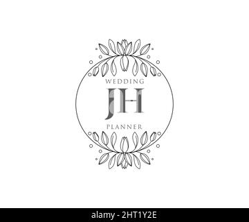 JH Initials Letter Hochzeit Monogram Logos Kollektion, handgezeichnete moderne minimalistische und florale Vorlagen für Einladungskarten, Save the Date, elegant Stock Vektor