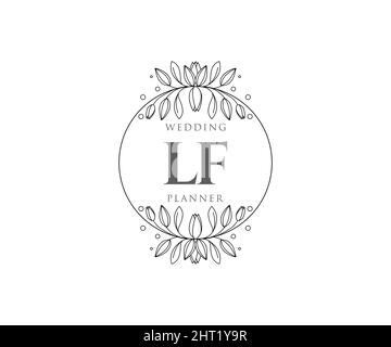 LF Initials Letter Hochzeit Monogram Logos Kollektion, handgezeichnete moderne minimalistische und florale Vorlagen für Einladungskarten, Save the Date, elegant Stock Vektor