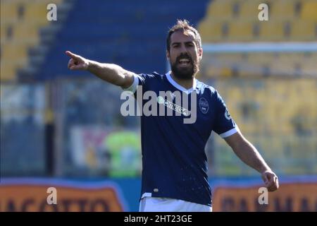 Parma, Italien. 26.. Februar 2022. Marco Mancosu von SPAL gedeutet während des Spiels der Serie B zwischen Parma Calcio und Spal bei Ennio Tardini am 26. Februar 2022 in Parma, Italien. Kredit: Unabhängige Fotoagentur/Alamy Live Nachrichten Stockfoto