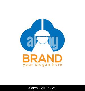 Logo-Vektor für die Cloud-Lampe. Flaches Design. Vektorgrafik auf weißem Hintergrund Stock Vektor