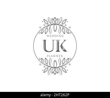 UK Initials Letter Hochzeit Monogram Logos Kollektion, handgezeichnete moderne minimalistische und florale Vorlagen für Einladungskarten, Save the Date, elegant Stock Vektor