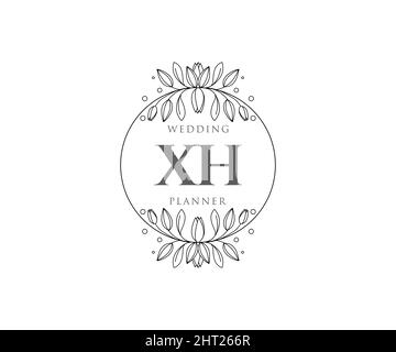XH Initials Letter Hochzeit Monogram Logos Kollektion, handgezeichnete moderne minimalistische und florale Vorlagen für Einladungskarten, Save the Date, elegant Stock Vektor