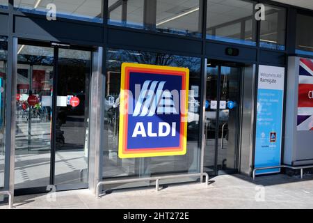 aldi Supermarktfiliale in ramsgate Town, East kent, uk februar 2022 Stockfoto