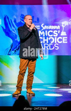 Johannesburg, Südafrika - 8. September 2018: Der legendäre Performer Johnny Clegg auf der Bühne bei den Comics Choice Awards Stockfoto