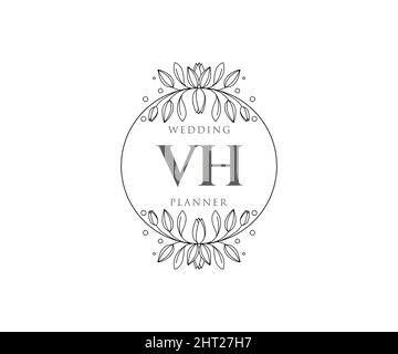 VH Initials Letter Hochzeit Monogram Logos Kollektion, handgezeichnete moderne minimalistische und florale Vorlagen für Einladungskarten, Save the Date, elegant Stock Vektor