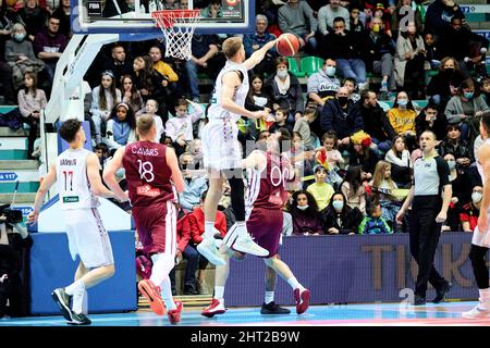 Andy VAN VLIET (24) aus Belgien während der FIBA World Cup 2023, europäische Qualifikationsspiele, 1. Runden Gruppe-A-Basketballspiel zwischen Belgien und Lettland am 25. Februar 2022 in der Mons Arena in Mons, Belgien - Foto Ann-Dee Lamour / CDP MEDIA / DPPI Stockfoto