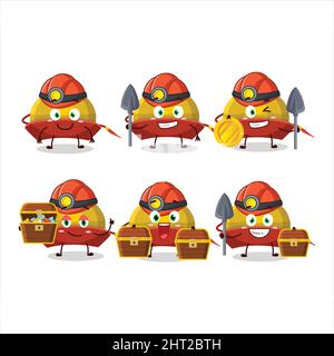 Bergleute gelb chinesischen traditionellen Hut niedlichen Maskottchen Charakter trägt Helm. Vektorgrafik Stock Vektor