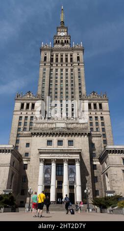 Palast der Kultur und Wissenschaft in Warschau, Polen. Das 6. höchste Gebäude der Europäischen Union. Stockfoto