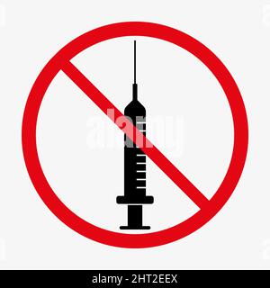 Kein Spritzenvektorzeichen. Symbol für gekreuzte Injektion Stock Vektor